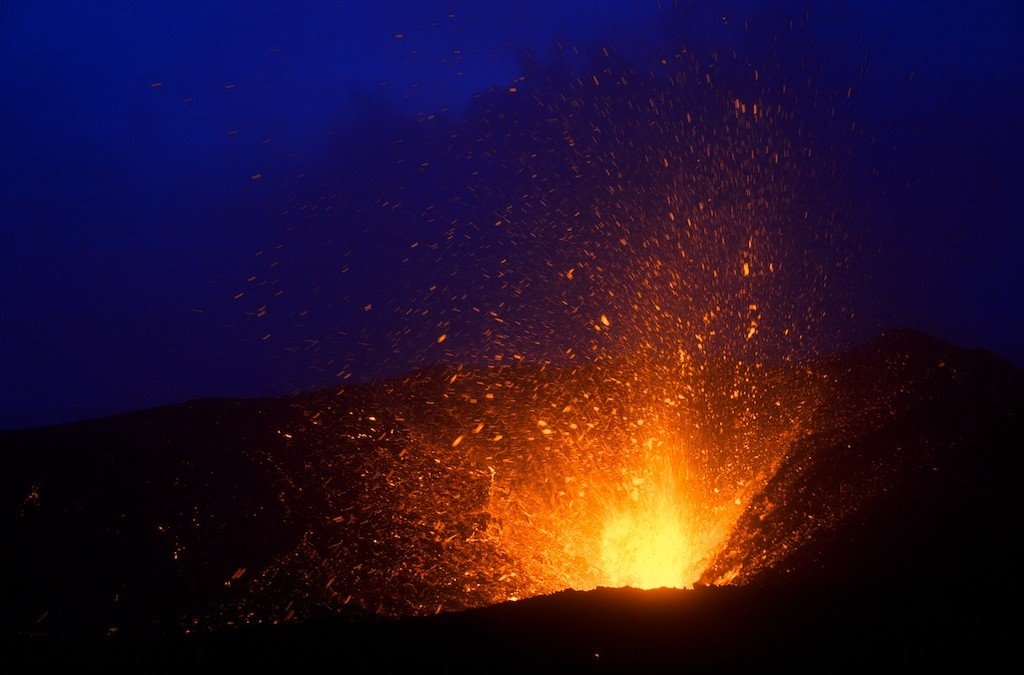 Volcanic Eruption in Iceland – Night